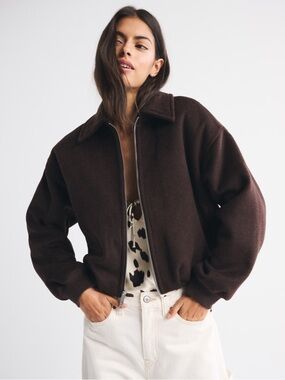 Abercrombie & Fitch Wool-Blend Bubble Hem Coat